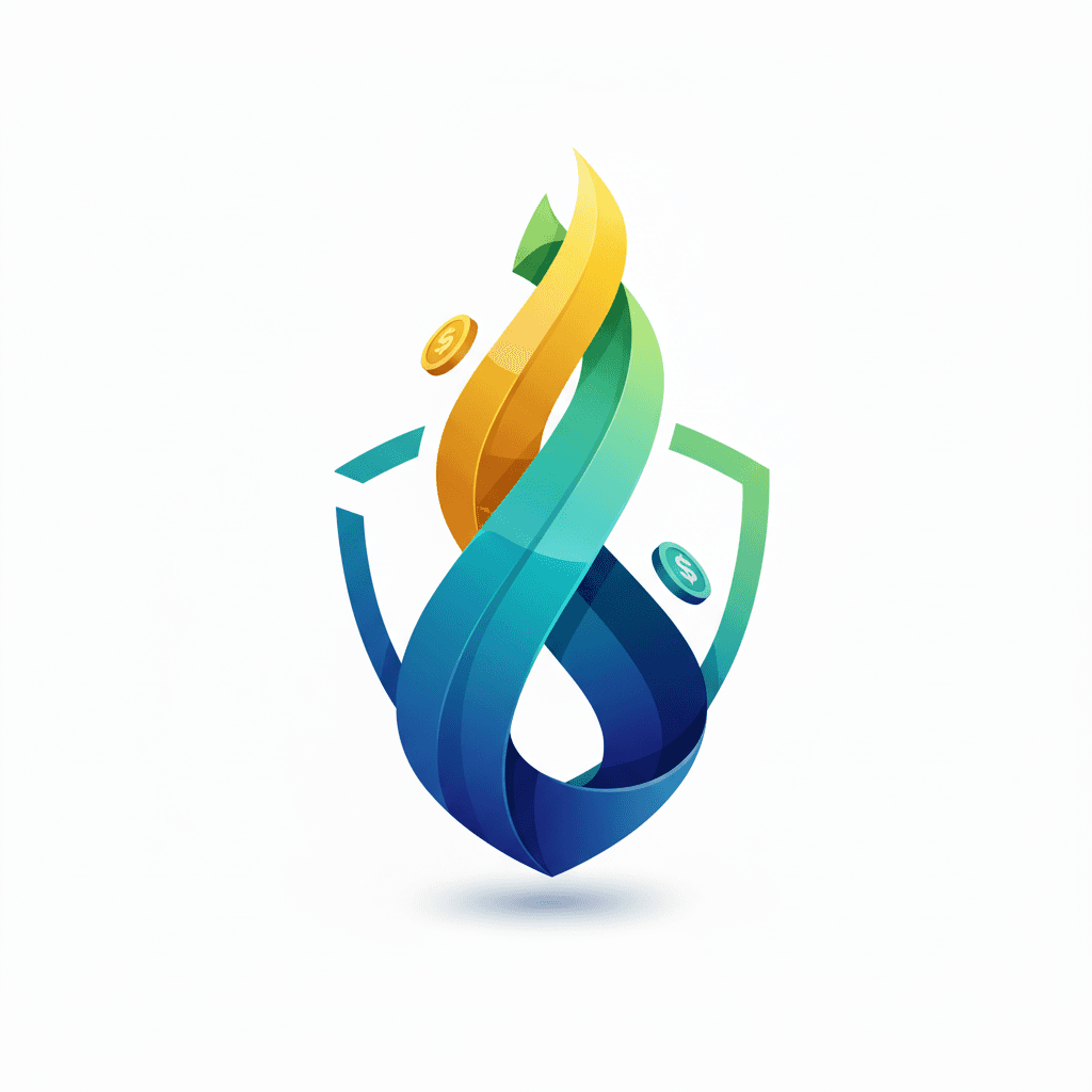 SpendSense's official app artwork with a multicoloured financial growth and shield symbol